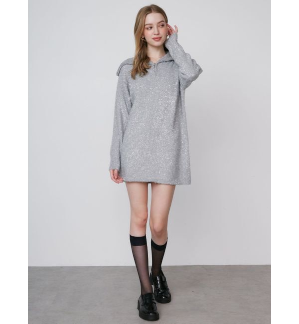 CALNAMUR「TWINKLE SHAGGY KNIT MINI OP/トゥインクルシャギーニットワンピース」|ワンピース|