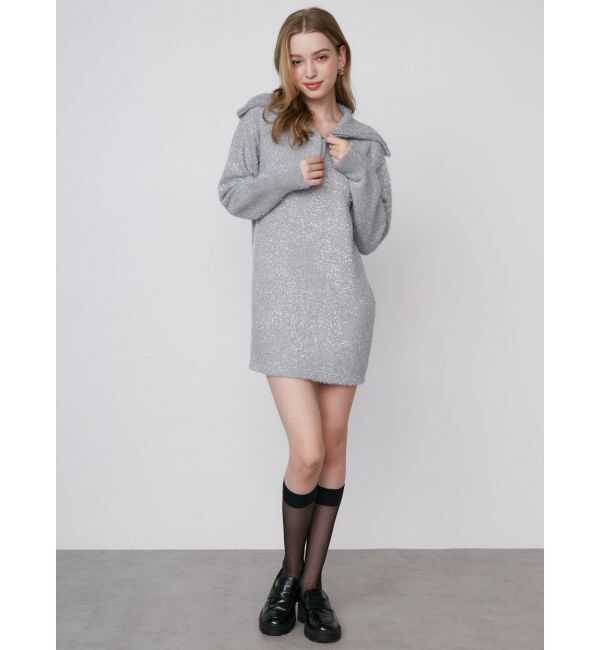 CALNAMUR「TWINKLE SHAGGY KNIT MINI OP/トゥインクルシャギーニットワンピース」|ワンピース|