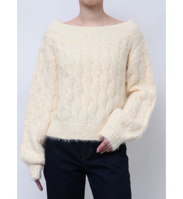 CALNAMUR「2WAY MIX YARN CABLE KNIT/２WAYヤーンケーブルニット」|ニット・セーター|イエロー