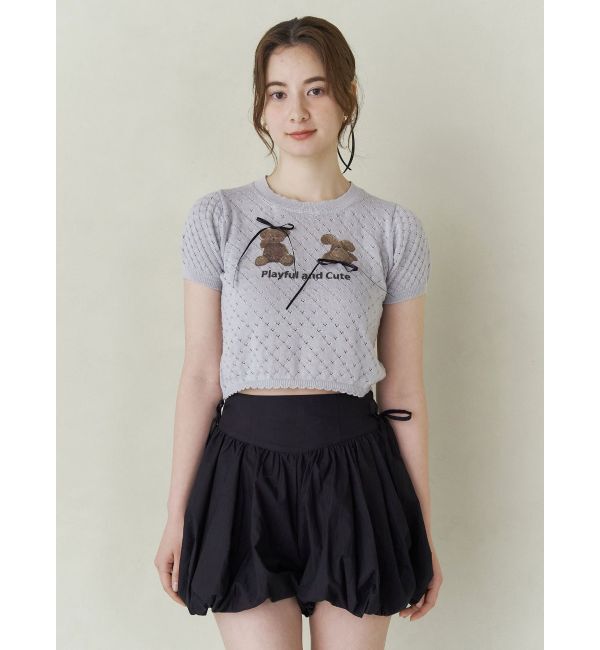 CALNAMUR「BEAR PRINT RIBBON KNIT /ベアプリントリボンニット」|ニット・セーター|