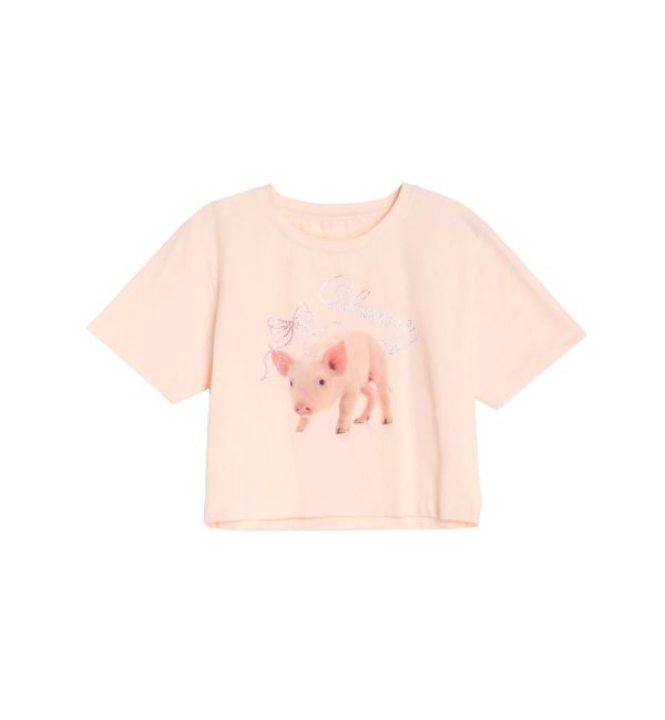 CALNAMUR「PIGLET RIBBON BIJOU TSHIRTS/ピグレットリボンビジューTシャツ」|Tシャツ・カットソー|