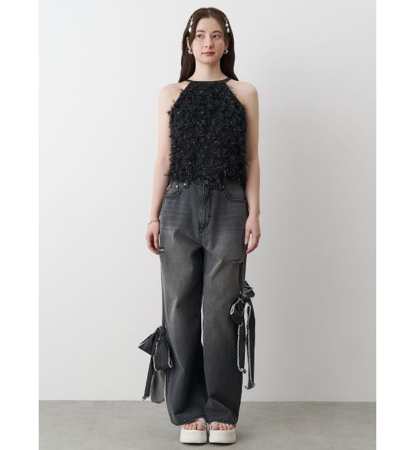 CALNAMUR「2WAY RIBBON DETAILS DENIM/2WAY リボンディティールデニム」|デニム|
