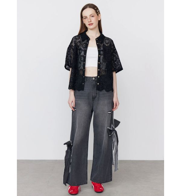CALNAMUR「2WAY RIBBON DETAILS DENIM/2WAY リボンディティールデニム」|デニム|