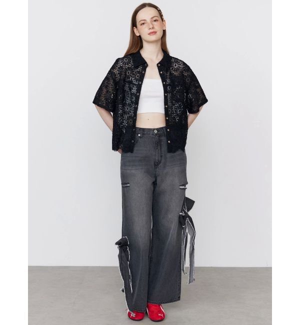 CALNAMUR「2WAY RIBBON DETAILS DENIM/2WAY リボンディティールデニム」|デニム|