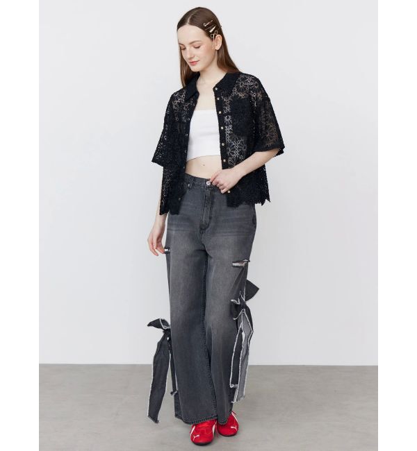 CALNAMUR「2WAY RIBBON DETAILS DENIM/2WAY リボンディティールデニム」|デニム|