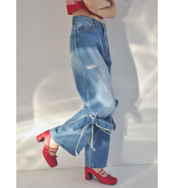 CALNAMUR「2WAY RIBBON DETAILS DENIM/2WAY リボンディティールデニム」|デニム|