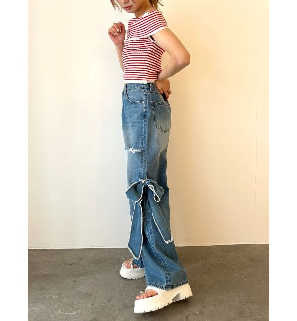 CALNAMUR「2WAY RIBBON DETAILS DENIM/2WAY リボンディティールデニム」|デニム|