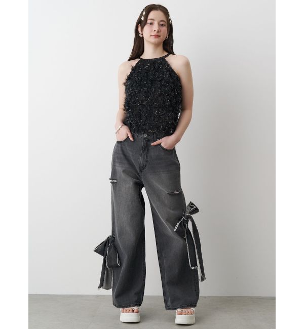 CALNAMUR「2WAY RIBBON DETAILS DENIM/2WAY リボンディティールデニム」|デニム|