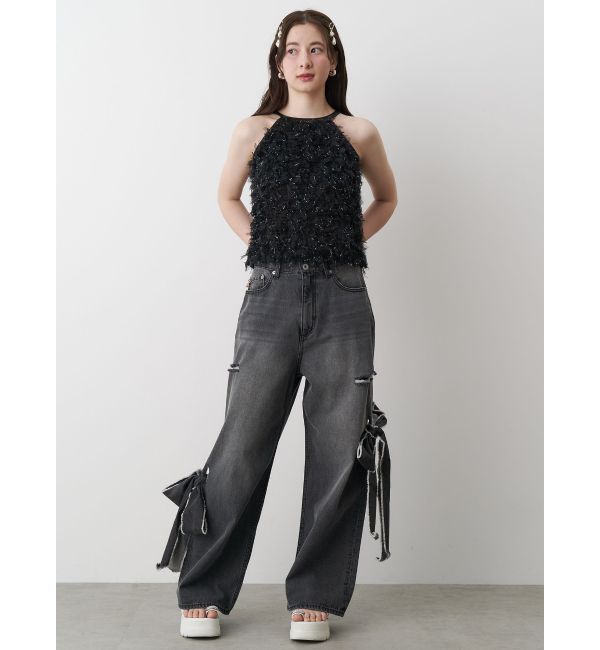 CALNAMUR「2WAY RIBBON DETAILS DENIM/2WAY リボンディティールデニム」|デニム|