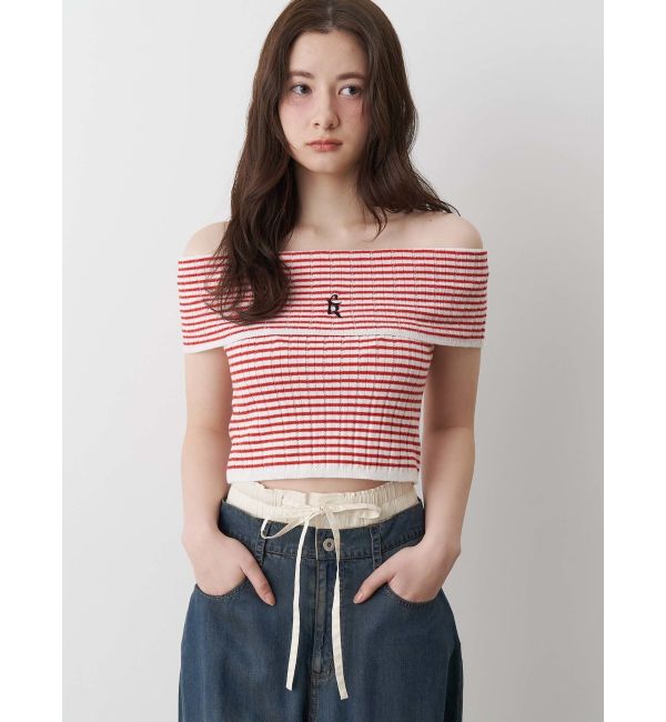CALNAMUR「BOEDER OFFSHOULDER KNIT PO/ボーダーオフショルダーニットプルオーバー」|ニット・セーター|