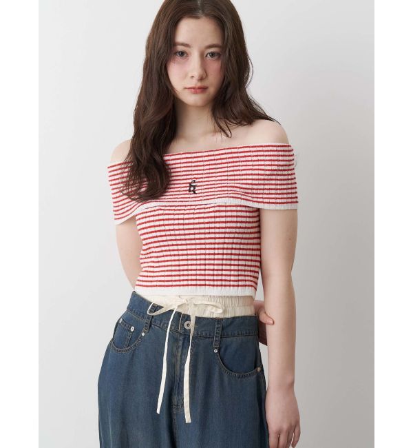 CALNAMUR「BOEDER OFFSHOULDER KNIT PO/ボーダーオフショルダーニットプルオーバー」|ニット・セーター|