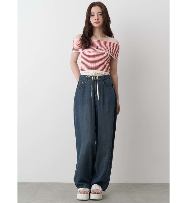 CALNAMUR「BOEDER OFFSHOULDER KNIT PO/ボーダーオフショルダーニットプルオーバー」|ニット・セーター|