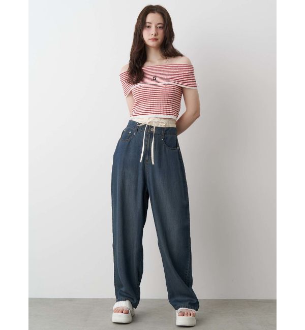 CALNAMUR「BOEDER OFFSHOULDER KNIT PO/ボーダーオフショルダーニットプルオーバー」|ニット・セーター|