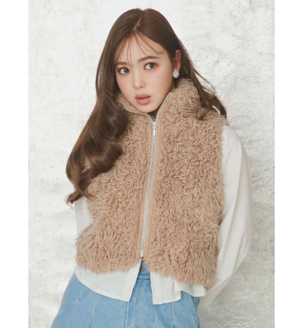 CALNAMUR「フェイクファーノースリーブスタンドブルゾン」|ブルゾン・スタジャン|