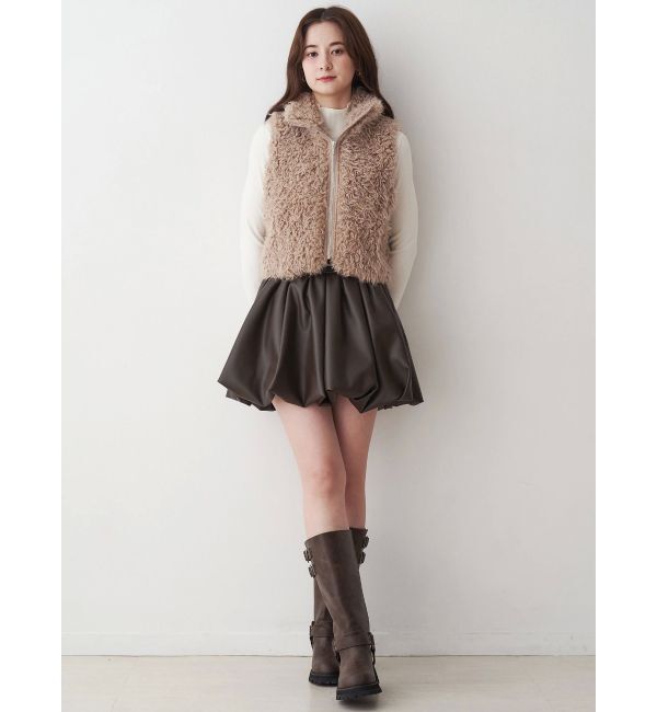 CALNAMUR「フェイクファーノースリーブスタンドブルゾン」|ブルゾン・スタジャン|