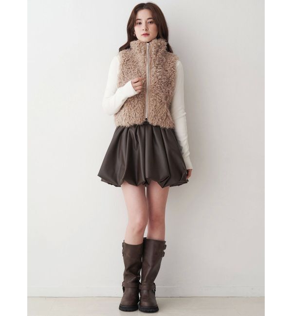 CALNAMUR「フェイクファーノースリーブスタンドブルゾン」|ブルゾン・スタジャン|