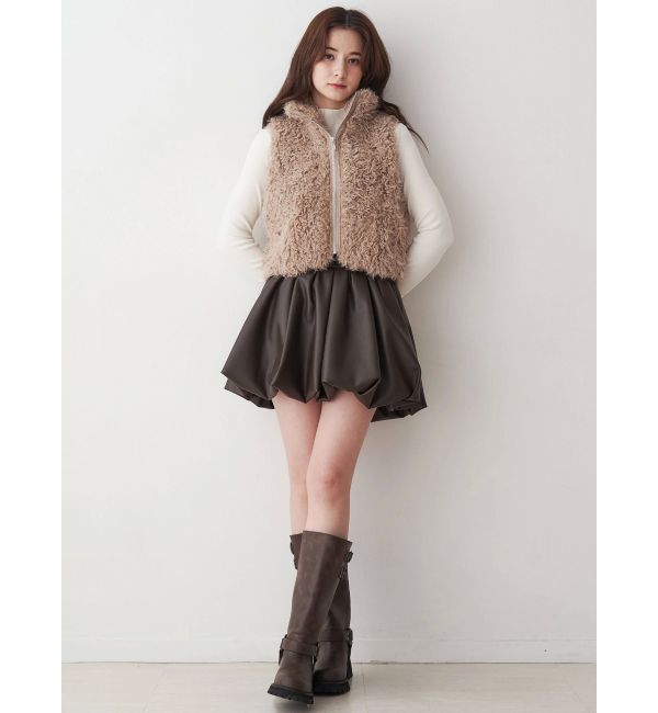 CALNAMUR「フェイクファーノースリーブスタンドブルゾン」|ブルゾン・スタジャン|