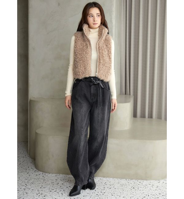 CALNAMUR「フェイクファーノースリーブスタンドブルゾン」|ブルゾン・スタジャン|