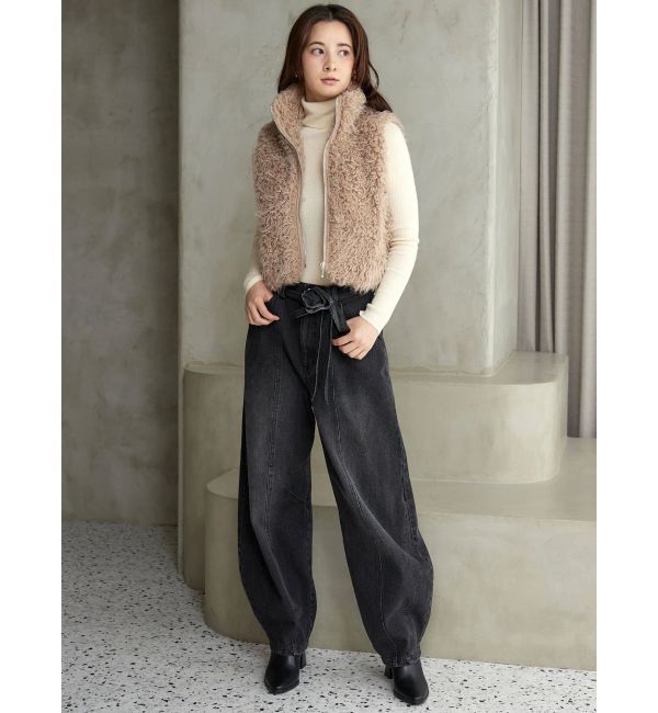 CALNAMUR「フェイクファーノースリーブスタンドブルゾン」|ブルゾン・スタジャン|