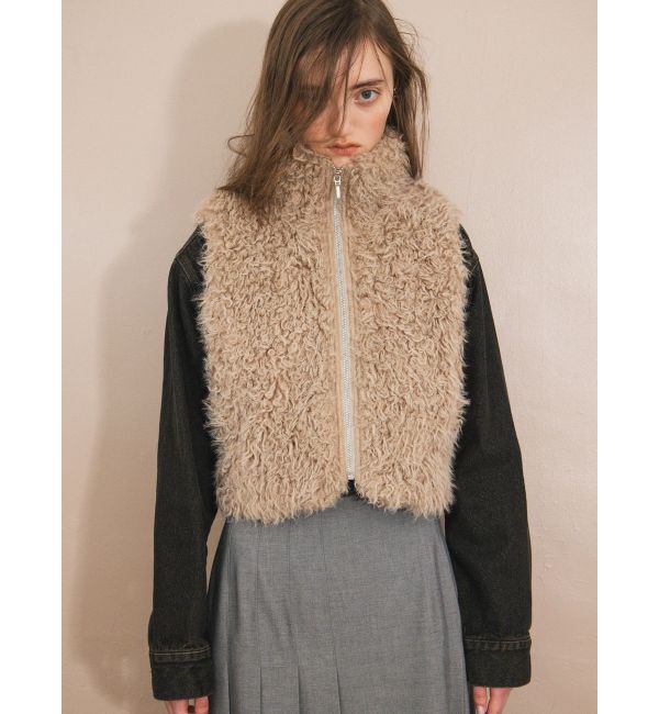 CALNAMUR「フェイクファーノースリーブスタンドブルゾン」|ブルゾン・スタジャン|