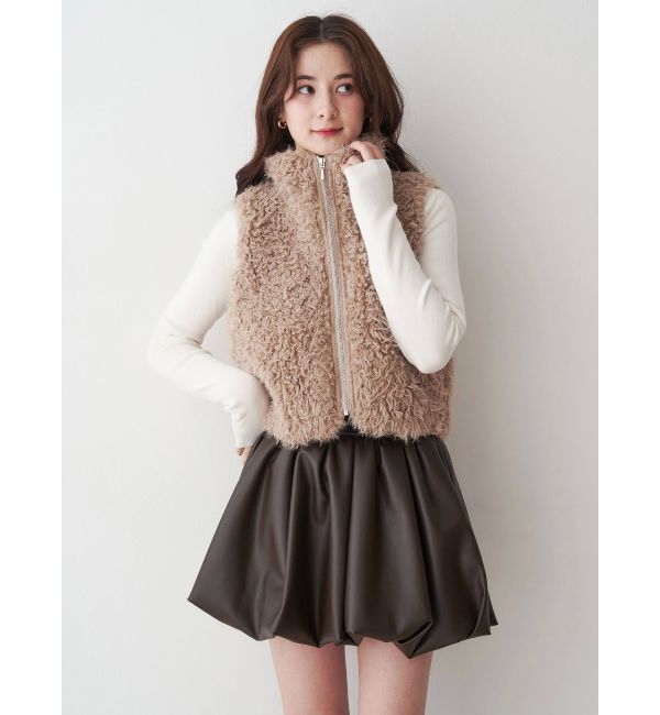 CALNAMUR「フェイクファーノースリーブスタンドブルゾン」|ブルゾン・スタジャン|