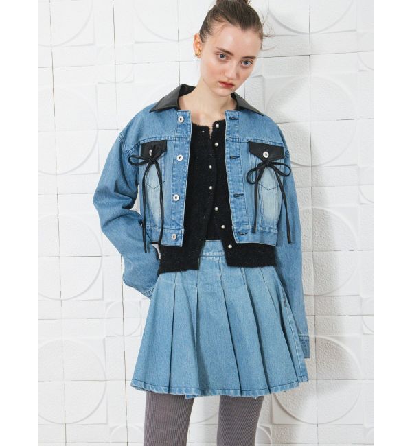 CALNAMUR「フェイクレザースウィッチングデニムジャケット」|その他|