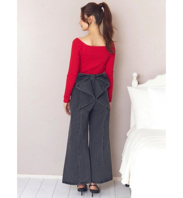 CALNAMUR「バックリボンデニムパンツ」|デニム|