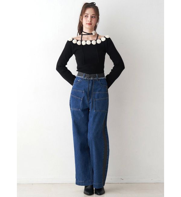 CALNAMUR「サイドラインデニムパンツ」|デニム|