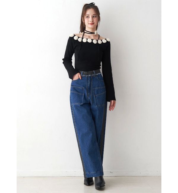 CALNAMUR「サイドラインデニムパンツ」|デニム|