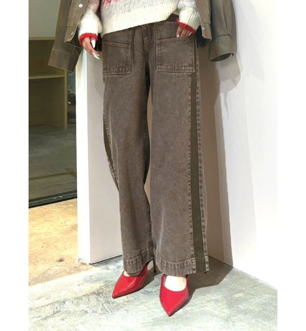 CALNAMUR「サイドラインデニムパンツ」|デニム|ブラウン