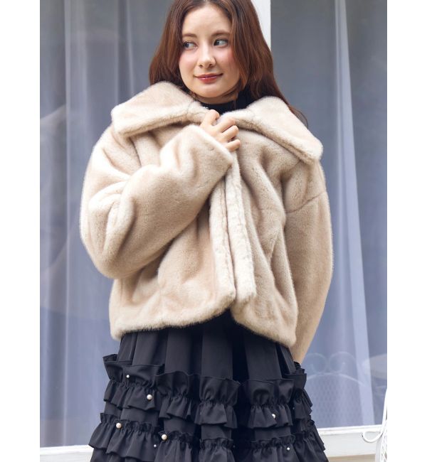 CALNAMUR「フェイクファーブルゾン」|ブルゾン・スタジャン|ベージュ