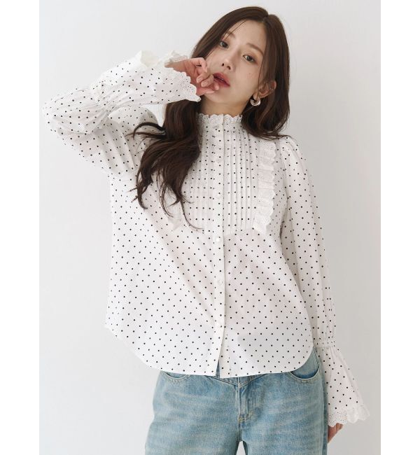 CALNAMUR「コットンフリルレースブラウス」|シャツ・ブラウス|