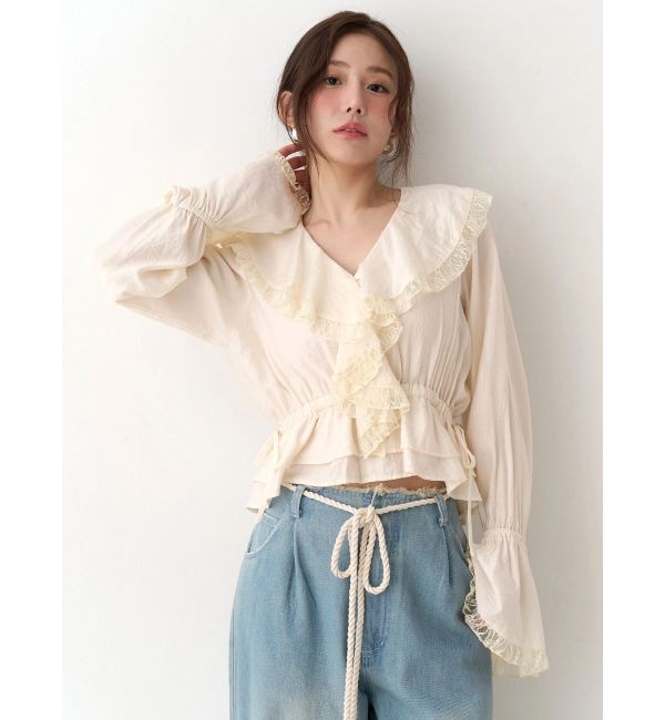 CALNAMUR「ラッフルフリルペプラムブラウス」|シャツ・ブラウス|