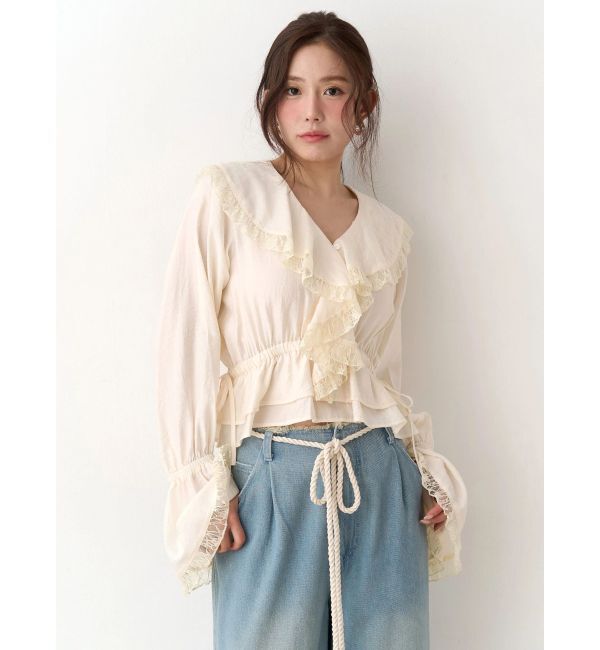 CALNAMUR「ラッフルフリルペプラムブラウス」|シャツ・ブラウス|