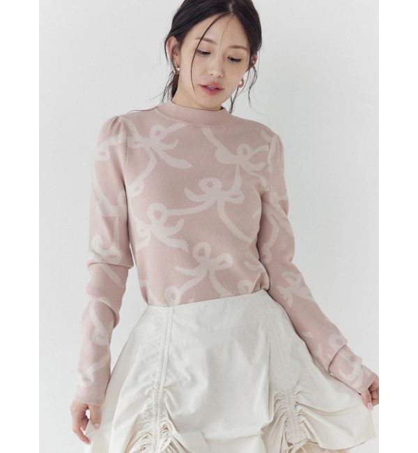 CALNAMUR「リボンパターンニット」|ニット・セーター|ピンク