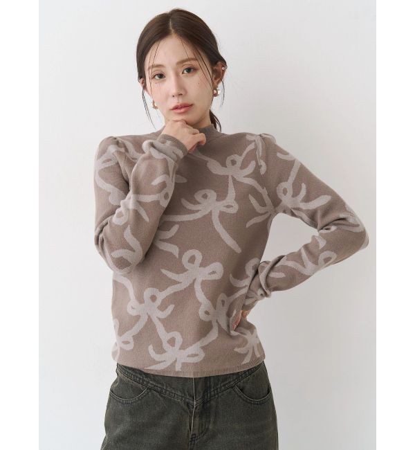 CALNAMUR「リボンパターンニット」|ニット・セーター|ベージュ