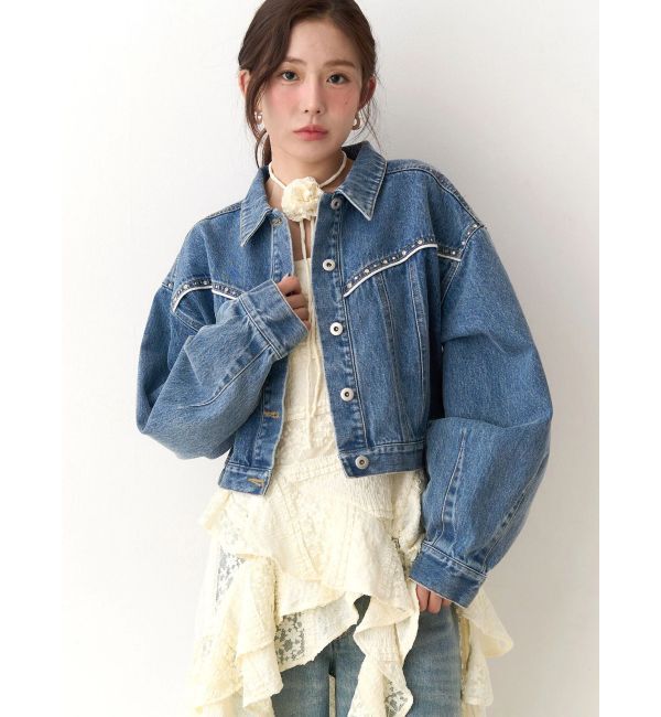 CALNAMUR「ヨークデザインデニムジャケット」|ブルゾン・スタジャン|ブルー