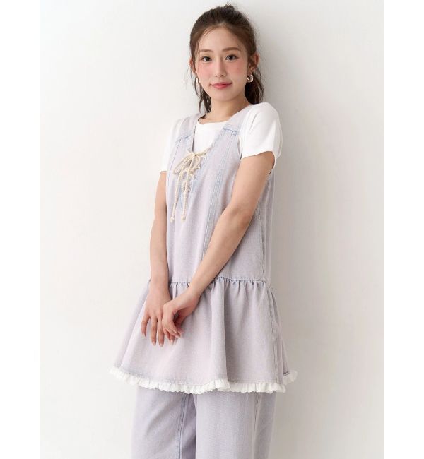 CALNAMUR「フロントレースアップデニムワンピース」|ワンピース|