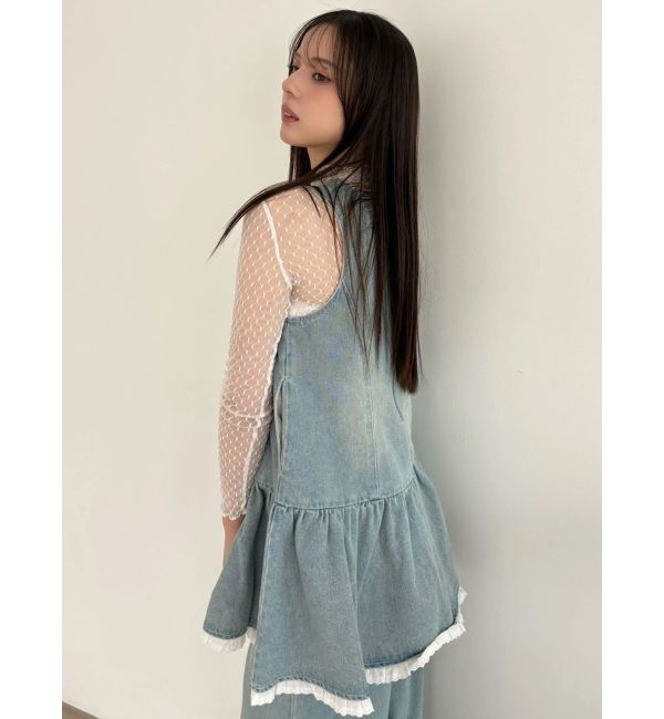 CALNAMUR「フロントレースアップデニムワンピース」|ワンピース|