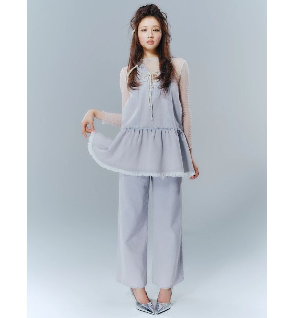 CALNAMUR「フロントレースアップデニムワンピース」|ワンピース|