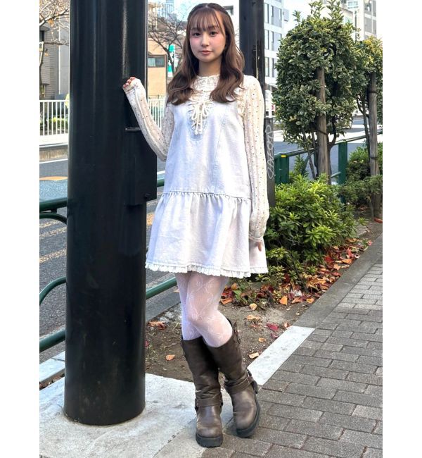 CALNAMUR「フロントレースアップデニムワンピース」|ワンピース|