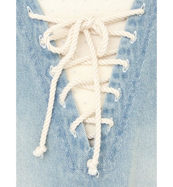 CALNAMUR「フロントレースアップデニムワンピース」|ワンピース|