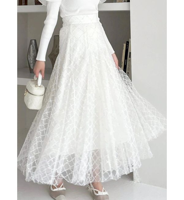 dazzlin「【再生産分】スパンコールチュールチェックスカート」|スカート|