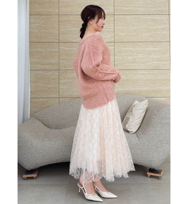 dazzlin「【再生産分】スパンコールチュールチェックスカート」|スカート|