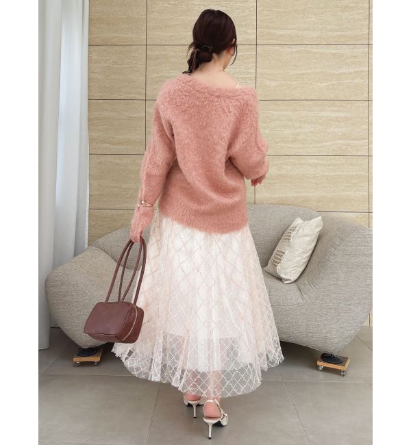 dazzlin「【再生産分】スパンコールチュールチェックスカート」|スカート|