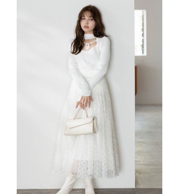 dazzlin「【再生産分】スパンコールチュールチェックスカート」|スカート|