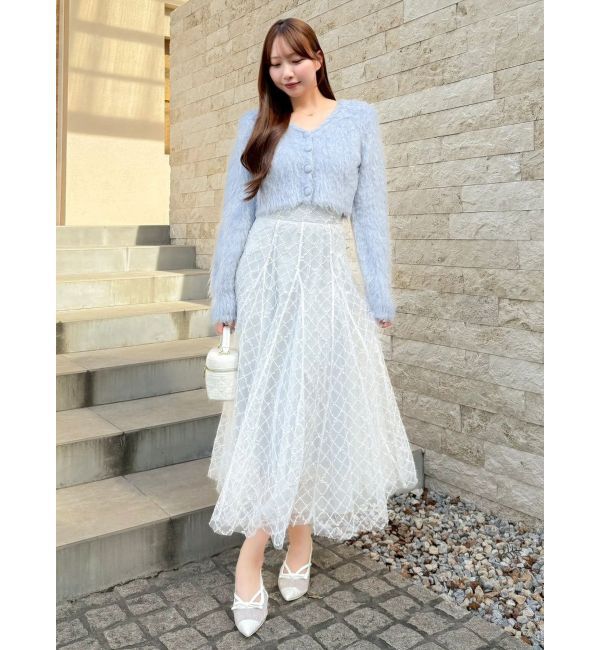 dazzlin「【再生産分】スパンコールチュールチェックスカート」|スカート|