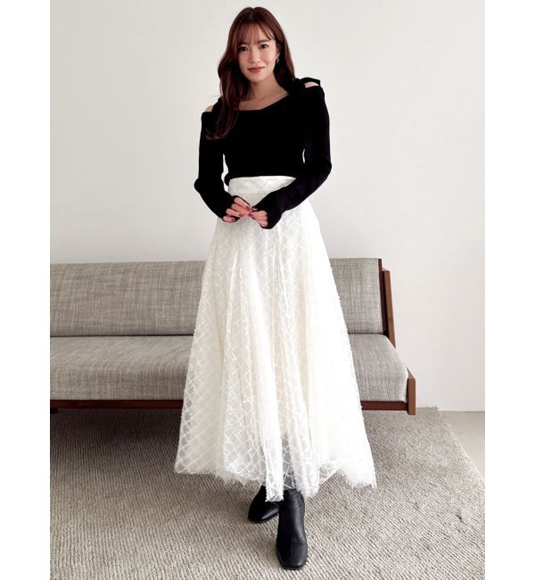 dazzlin「【再生産分】スパンコールチュールチェックスカート」|スカート|