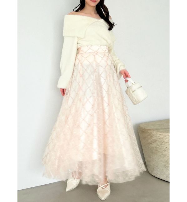 dazzlin「【再生産分】スパンコールチュールチェックスカート」|スカート|