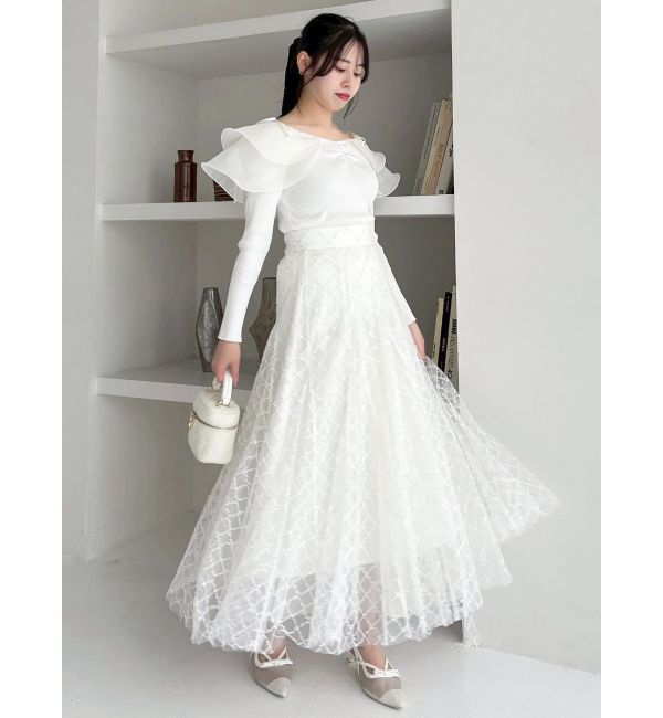 dazzlin「【再生産分】スパンコールチュールチェックスカート」|スカート|